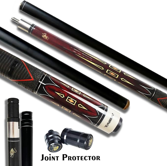 Tai ba cues 2-Piece Pool Stick with 1x1 Case, PU Rubber Grip, 13mm Multilayer Leather Tip, 58", Hardwood Canadian Maple Professional Billiard Pool Cue Stick 19-21 Oz