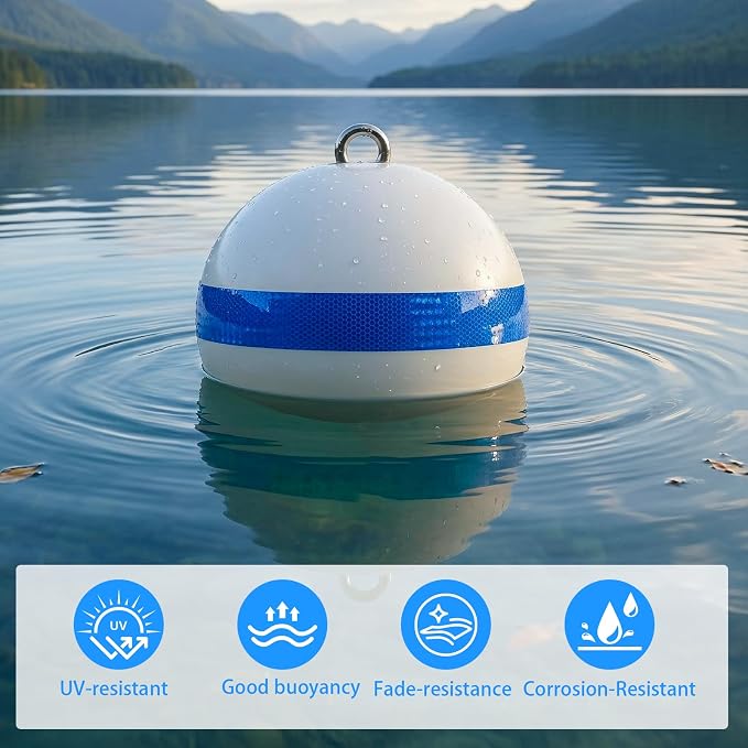 Mooring Buoy Boat Mooring Ball Float with Reflective Blue Stripe to Protect Boat,12/15/18 Inch Illuminated Buoy