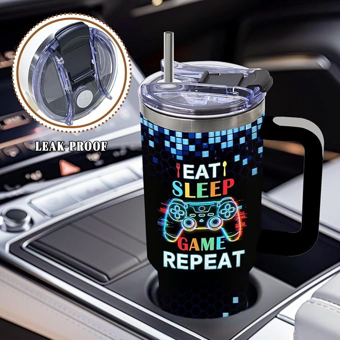 DUUV Gamer Gifts for Gamers Men Teen Boys, Gaming Gifts for Him Teen Son Adults, Gaming 40 Oz Tumbler with Game Controller, Birthday Game Room Decor, Cool Insulated Cup for Christmas Thanksgiving