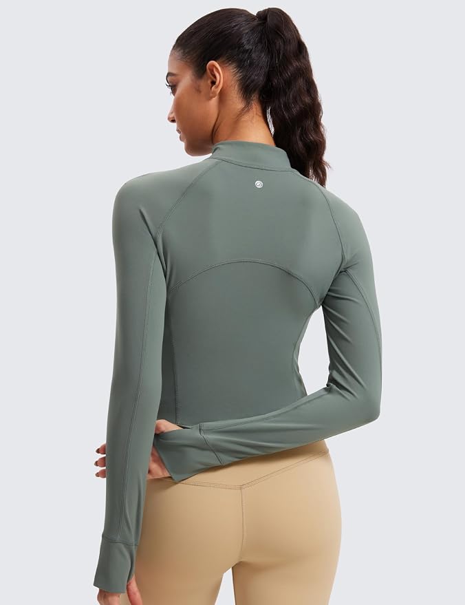 CRZ YOGA Butterluxe Half Zip Long Sleeve Shirts for Women - Workout Athletic Yoga Tops Crop Collared Quarter Zipper T-Shirt