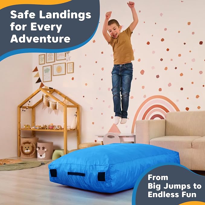 SaferBounce Crash Pad for Kids Sensory | Big 5Ft x 5Ft, 3Ft x 4Ft Or 3Ft x 3Ft | Autism Sensory Crash Mat for Jumping Play | Crashpad | Soft Foam Landing Pad | Giant Mat Pillow | Climbing, Gymnastics