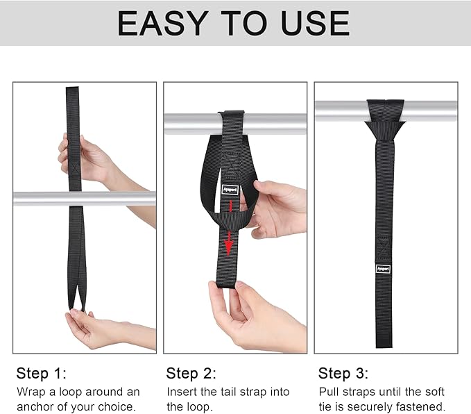 Ayaport Soft Loop Tie Down Straps 18 inches - Black 4500lbs Break Strength Loops for Securing ATV, UTV, Motorcycles, Scooters, Dirt Bikes…