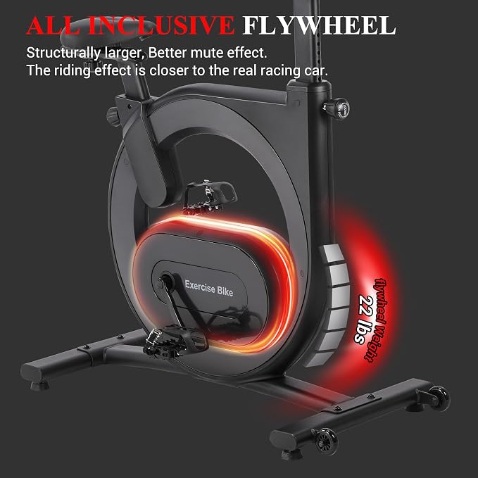  Exercise Bike, Adjustable Magnetic Resistance Stationary Bikes with Smart Knob Resistance,300Lbs Weight Capacity Indoor Cycling Bike WithLCD Monitor & IPad Mount ﻿