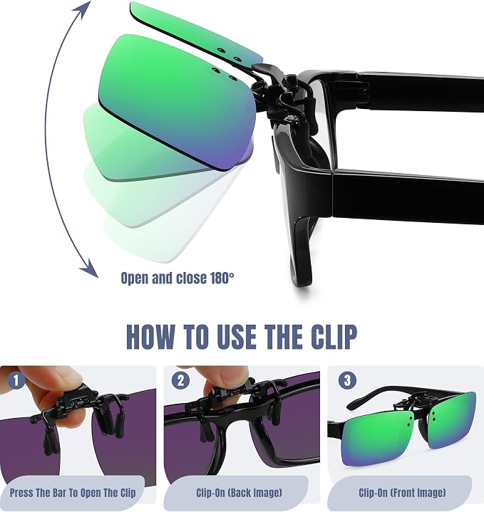 STORYCOAST Clip On Sunglasses for Men Women Polarized Fit Over Prescription Glasses Sports Fishing Driving