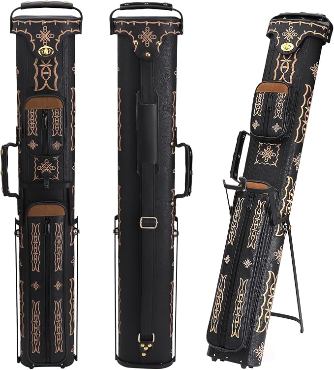 2x4 Pool Cue Case, Hard Pool Cue Case, Billiard Cue Case with Stand, Billiards Accessories Holds 2 Cue Butt and 4 Cue Shafts