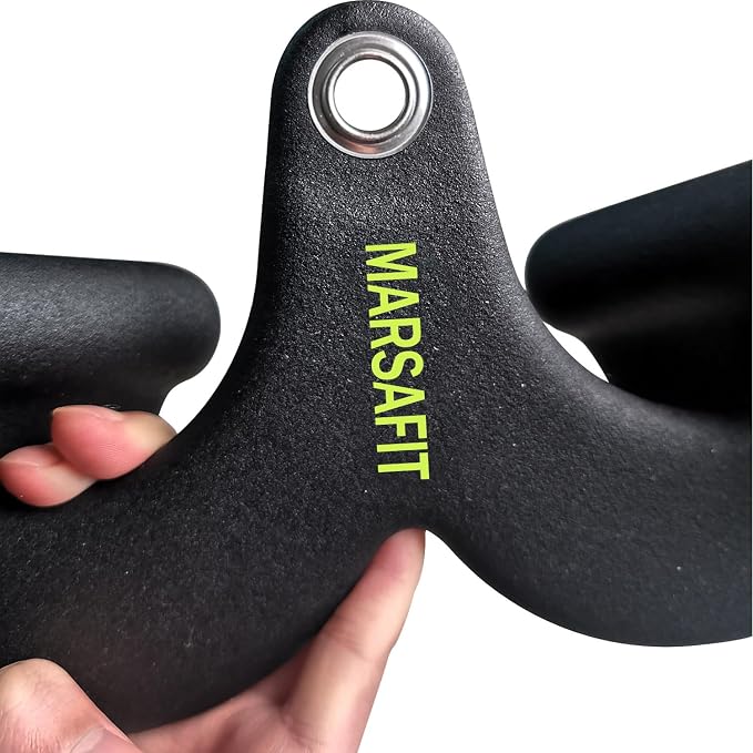 MARSAFIT Home Gym Fitness Rowing T-bar V-bar Pulley Cable Machine Attachment, Bicep Curl Tricep LAT pulldown Bar Back Strength Training Handle Grips LAT Pull Down Bar for Seat Row Workout
