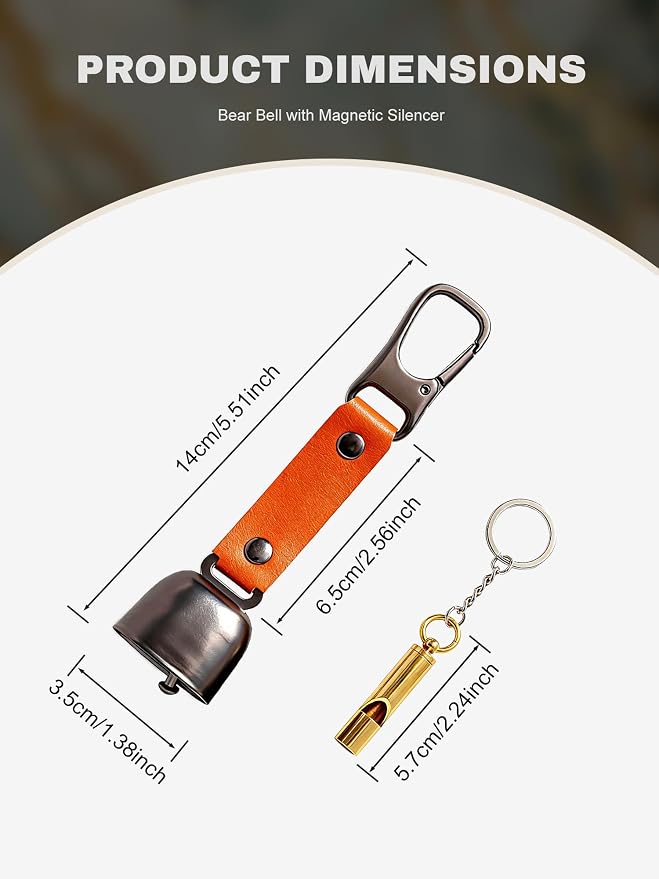 CHADWICK Bear Bell with Magnetic Silencer & Brass Whistle,1 or 2 Pack in Elegant Gift Box, Ideal Gift for Hikers, Campers, and Outdoor Enthusiasts