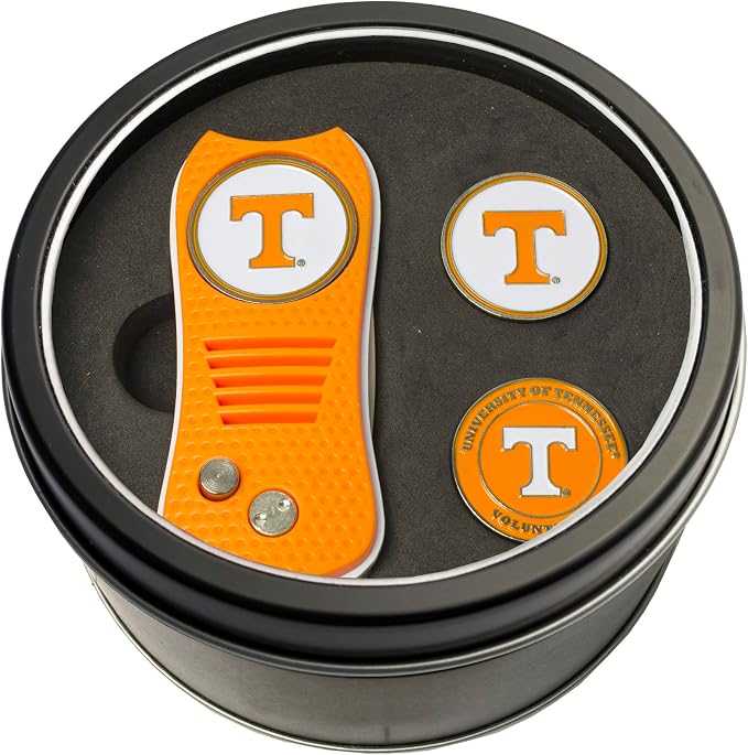 Team Golf NCAA Gift Set Switchblade Divot Tool with 3 Double-Sided Magnetic Ball Markers, Patented Single Prong Design, Causes Less Damage to Greens, Switchblade Mechanism