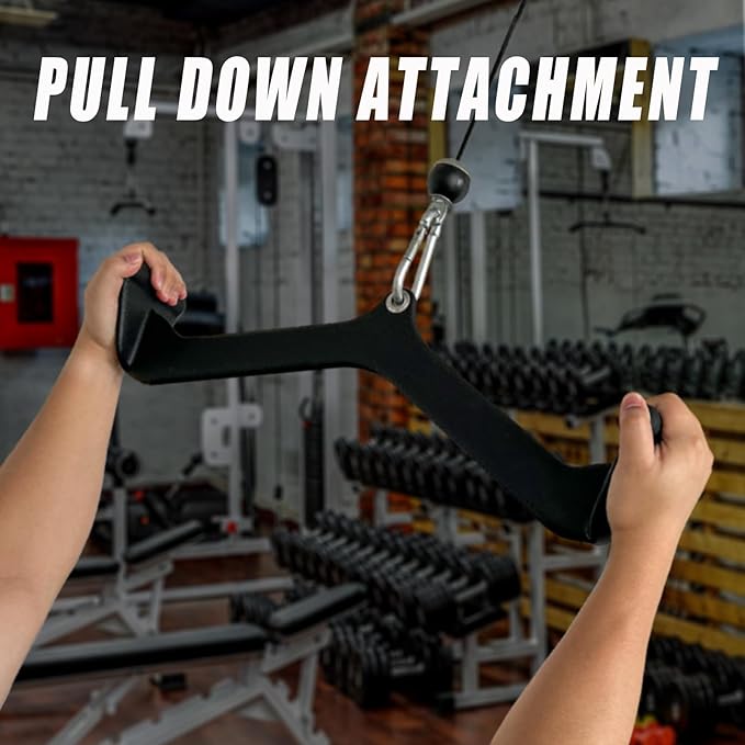 MARSAFIT Home Gym Fitness Rowing T-bar V-bar Pulley Cable Machine Attachment, Bicep Curl Tricep LAT pulldown Bar Back Strength Training Handle Grips LAT Pull Down Bar for Seat Row Workout