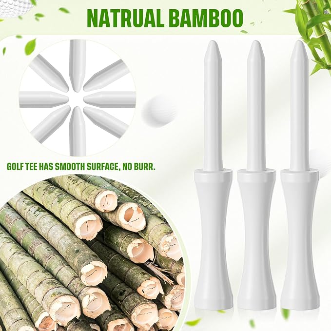 Mudder 300 Pack Step Down Golf Tees Wooden 2-3/4 Inch Bulk Bamboo Golf Castle Tees for Practice Accessories