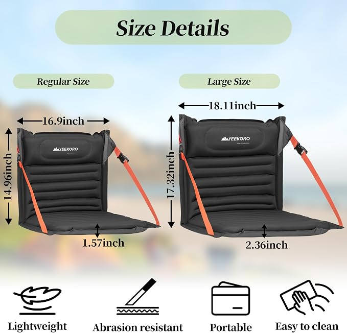 Inflatable Folding Seats, Portable Chairs with Back Support, Foldable and Lightweight Seat for Camping/Sporting Events,Stadium Seats with Storage Bag Lounge Chair