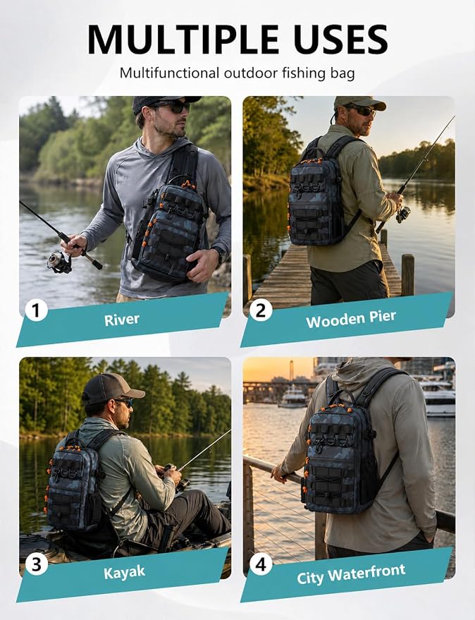 2 in 1 Compact Tactical Fishing Backpack with Tackle Boxes, Lightweight Waterproof Tackle Bag Fit 2 * 3600 Tackle Boxes, 2 Rod Holders Storage, Fishing Accessories Gift for Men Green