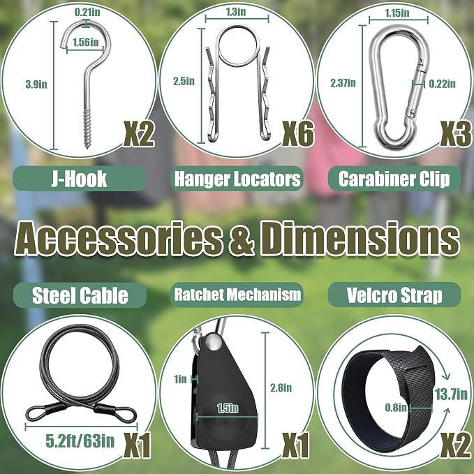 NAZOU Outdoor Retractable Clothesline, 3/16" 34ft+5ft Heavy Duty Coated Steel Wire Rope Clothes Line with Windproof Clamps, Portable Drying Line for Travel, Camping, Laundry, and Use