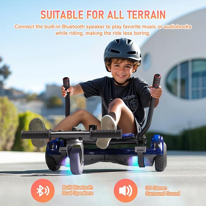 LIEAGLE Hoverboard, 6.5" Self Balancing Scooter Hover Board with Bluetooth Wheels LED Lights for Kids Adults