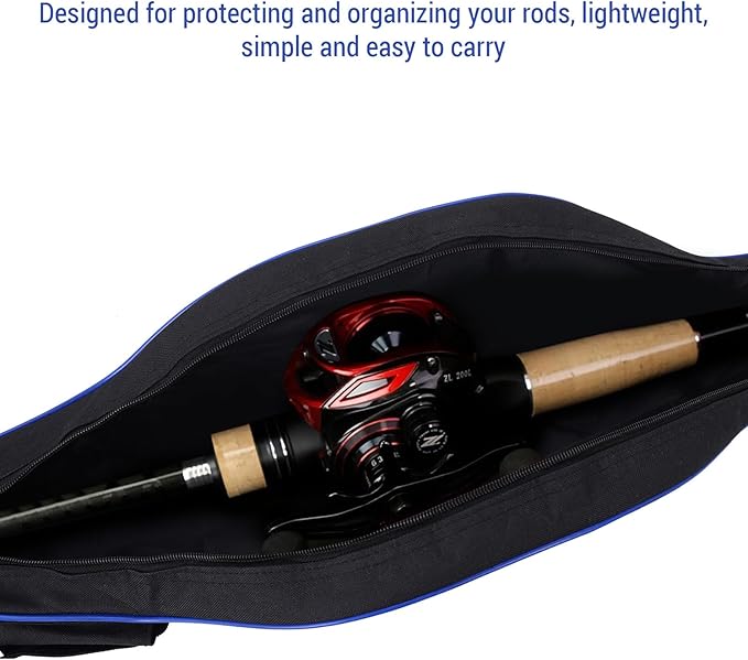 Lixada Fishing Rod Bag Hard Shell Bottom 51.2''/130cm Fishing Rod Travel Case Waterproof Fishing Tackle Storage Bag Fishing Pole Protective Pouch
