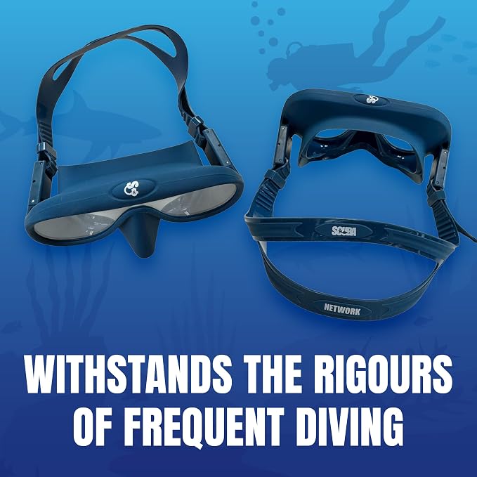 Spartacus Frameless Dive Mask, Ultra-Clear Low-Iron Glass, Wide View, Low Volume, 100% Silicone Skirt