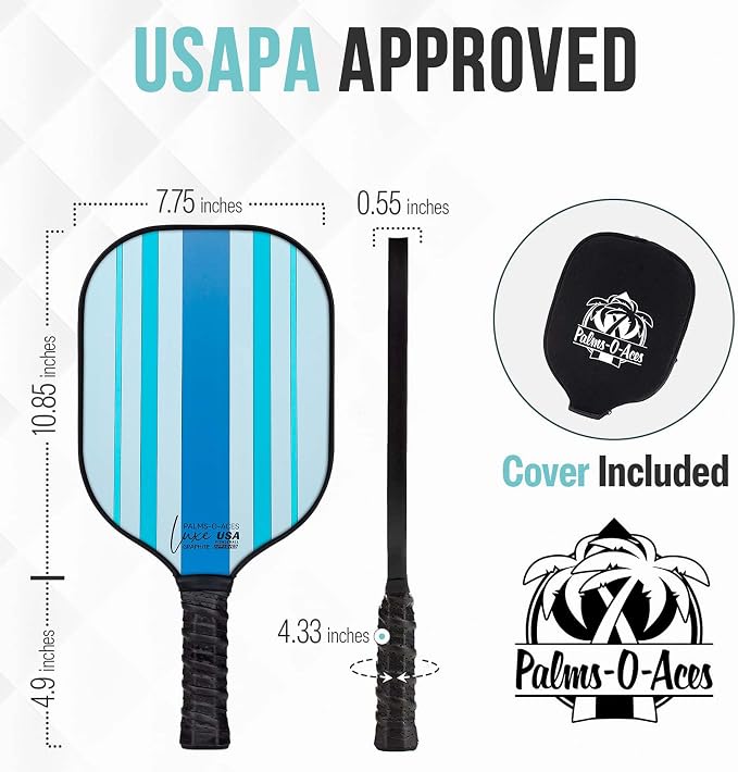 Palms-O-Aces Carbon Fiber Pickleball Paddle – USAPA Approved 16mm T700 Graphite Paddle with Textured Spin Surface | Lightweight Carbon Fiber Pickleball Paddles & Racket | Includes Paddle Cover