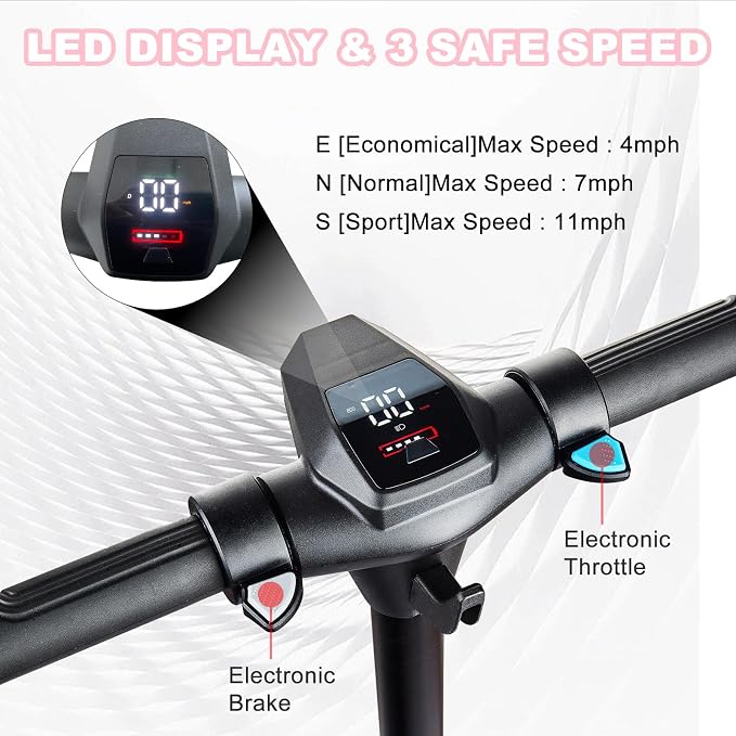 Electric Scooter for Kids Ages 6-12, 150W Motor, 4/7/11 Mph, 60 mins Ride Time, Adjustable Speed, LED Display, Colorful Lights, Electronic Brake, Foldable Kids Electric Scooter,UL2272 Certified(Black)