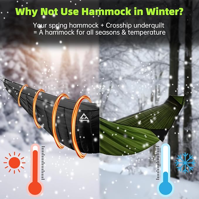 Camping Hammock with Mosquito Net, Underquilt & Rain Fly Tarp – 2 Person Portable Hammock Set for Hiking, Backpacking, Travel, Backyard, Beach – Holds Up to 500lbs (Black)