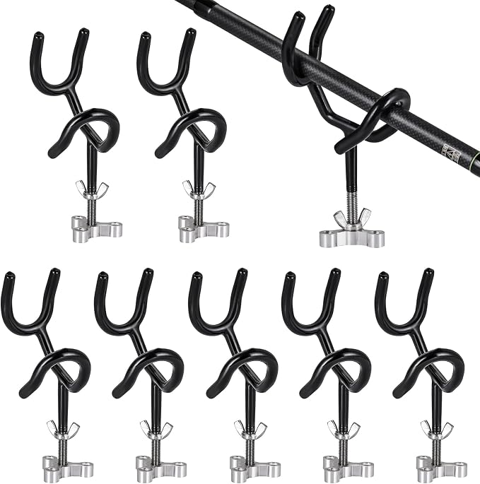 8PCS Fishing Rod Holders for Boat, Sure Grip Steel 20 Degree Angle Rod Holder with Mounting Base, Fishing Rod Holder for Boat, Ship, Yacht and More for Fishing Lovers, Boat Rod Holder