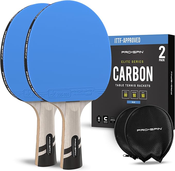 PRO-SPIN Ping Pong Paddles – ITTF Approved Professional Table Tennis Rackets with Carbon Fiber for Superior Control | 7-Ply Blade, Premium Rubber, 2.0mm Sponge