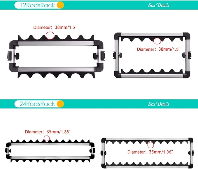 Fishing Rod Rack - Aluminum Alloy Rod Holder, Holds Up to 24 Rods, Fishing Pole Storage Organizer for Garage or Home