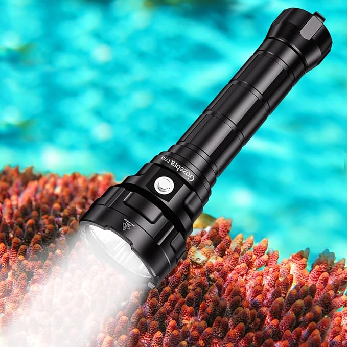 Dive Light, D70 13000 Lumen Super Bright Scuba Diving Flashlight, Rechargeable Diving Lights Underwater Waterproof Flashlight for Under Water Deep Sea Cave