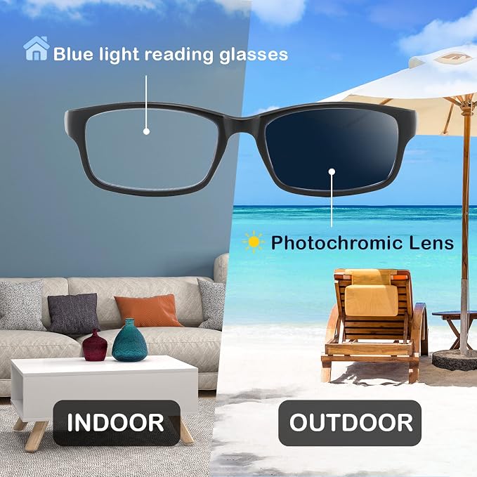 Wide Reading Glasses Blue Light Computer Reader Designer Sport Cheater Large Head Frame Photochromic Tinted Eyeglass