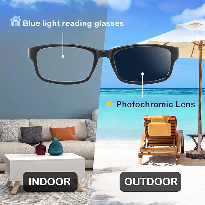 Wide Reading Glasses Blue Light Computer Reader Designer Sport Cheater Large Head Frame Photochromic Tinted Eyeglass