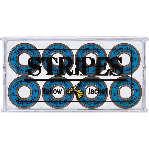 Yellow Jacket Premium Skateboard Bearings, Pro Longboard Bearings, 608, ABEC 9, Bomber Blue (Pack of 8)