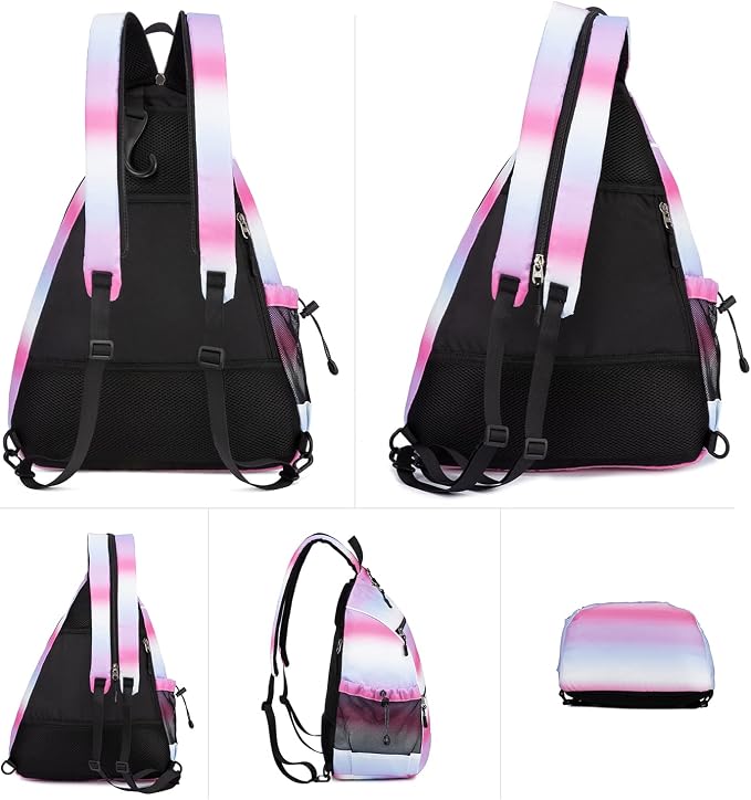 Sucipi Pickleball Bag - Men's & Women's Pickleball Backpack, Adjustable Sling Bag w/Fence Hook/Large Capacity/Safety Pocket
