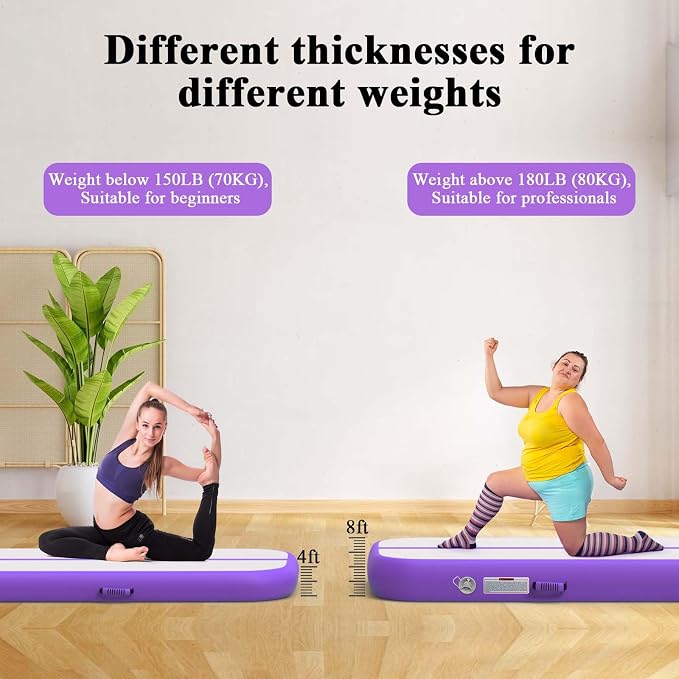 Estgora Gymnastics Mat for Tumbling Tumble Track, Thick Inflatable Gymnastic Training Equipment For kids At Home Gym Cheerleading with Electric Pump