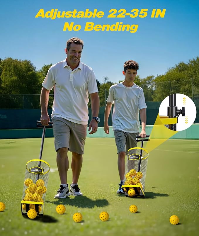 PodiuMax Tennis Ball Picker Upper, 30 Pickleball Picker Upper, 42 Tennis Ball Collector, Portable Pickleball Retriever for Easy Collection & Storage