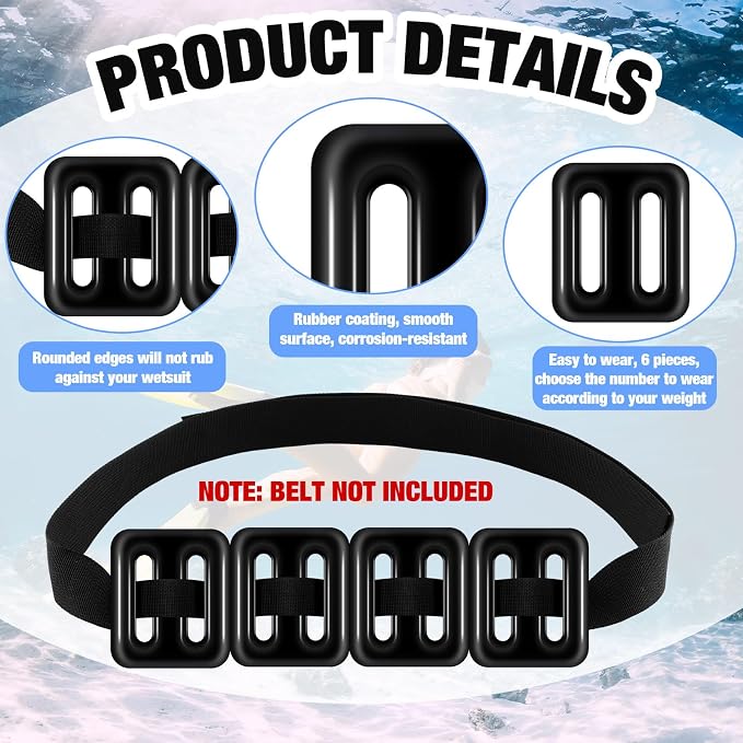 Relaxweex 6 Pcs 1.1lb Dive Weights for Diving Weight Belt, Lead Diving Weights, Lead Weights, Coated Dive Weights, Dive Belt Weights for Freediving Spearfishing