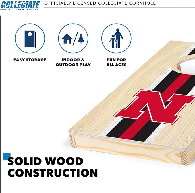 Wild Sports College Portable Size 1' x 2' Solid Wood Cornhole Set with Direct Print HD Team Graphics – Travel Size