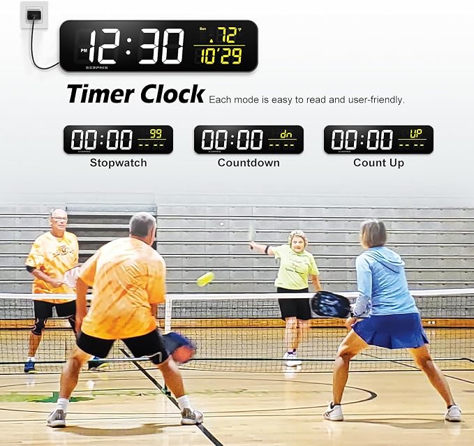 15.2" Digital Scoreboard Clock with Countdown Timer, Variable LED Color, Tabletop Electronic Scoreboard with Remote, Score Keeper for Games/Corn Hole/Volleyball/Table Tennis Sports