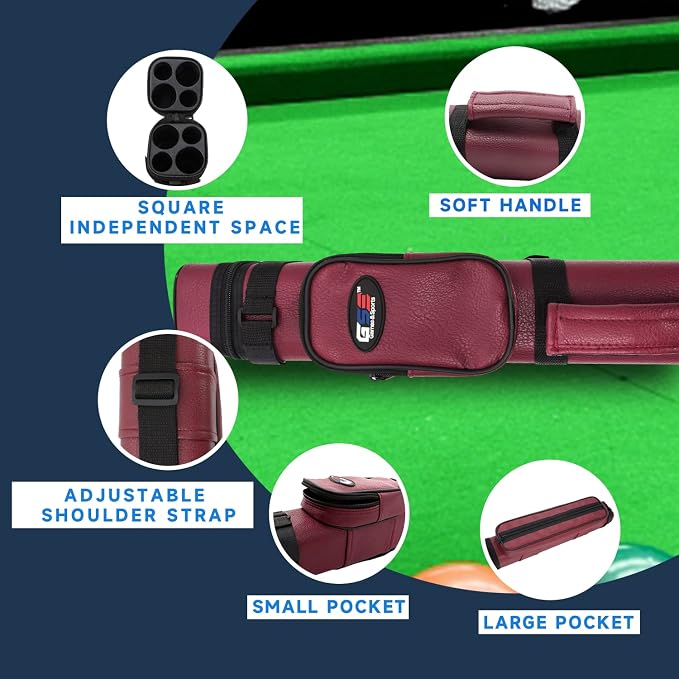 GSE Games & Sports Expert 2x2 Deluxe Hard Billiard Pool Cue Stick Carrying Case, Billiard Cue Case, Billiards Accessories (Several Colors Available)