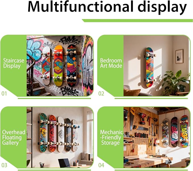 2PCS Skateboard Deck, 31 * 8 Inch with 2Pcs Skateboard Deck Wall Mount
