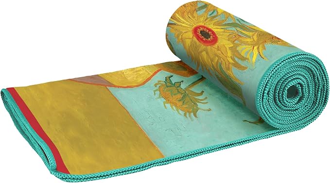 Large Oversized Microfiber Beach Towel - 40x63 Inches, Sand-Free, Quick-Drying, Ultra-Soft, Ideal for Travel, Pool, Yoga, and Camping - Includes Matching Drawstring Travel Pouch, van Gogh Sunflowers