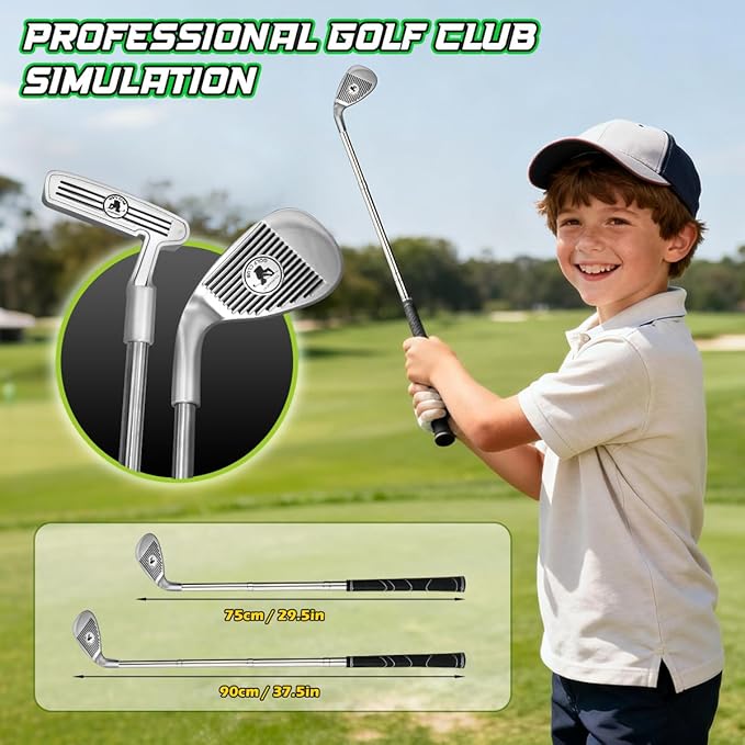 TERRAMUS Upgraded Golf Putting Mat for Kids, Putting Green with LED Light up Holes, Glowing Balls, 2 Clubs, Toy Golf Set, Golfing Mats Indoor Outdoor, Sport Game Golf Gift for for Kids Teens Family