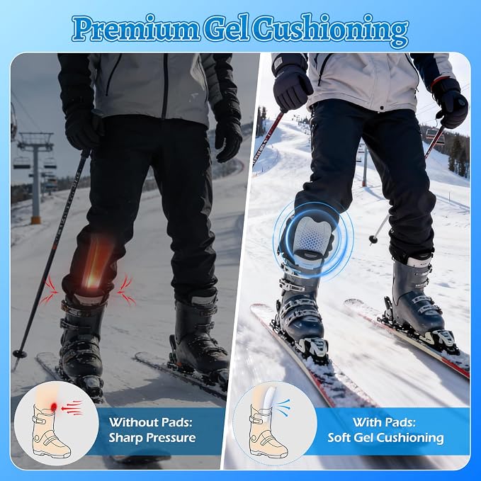 2/4/6/8 Pcs Ski Shin Guards for Boots, Gel Shin Pads for Ski & Snowboard, Lightweight Reusable Shin Protectors for Pressure Relief