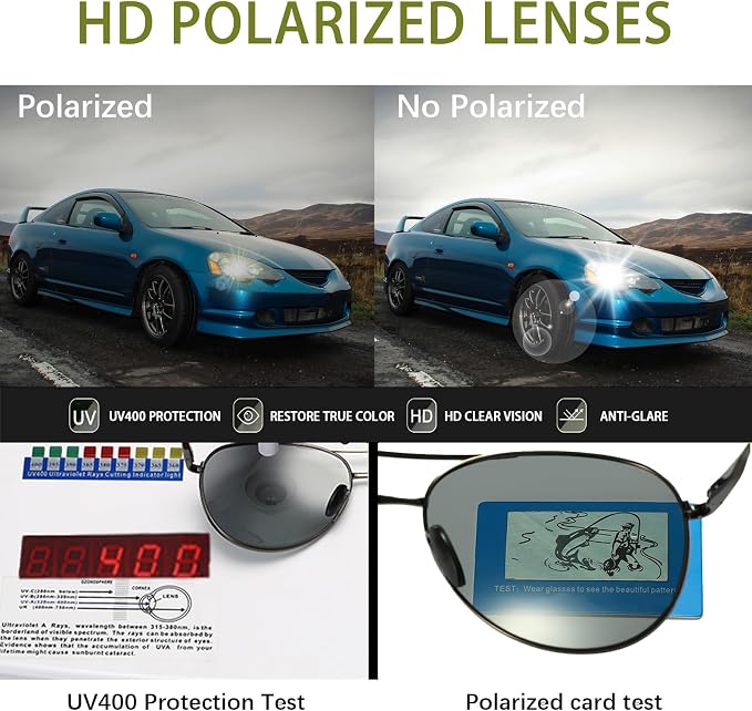 Polarized Photochromic Sports Sunglasses for Men UV-Protection Day & Night Driving Glasses - Al-Mg Metal Ultralight