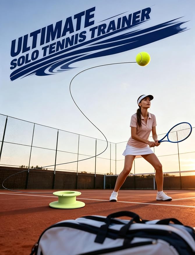 VAIIO Professional Tennis Trainer - Full Metal Portable Solo Rebounder with 3 High-Elastic String Balls, Ideal for Adults, Kids, Beginners & Advanced Players