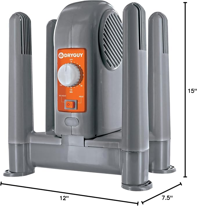 DryGuy Shoe,Boot,Garment & Gear Electric Dryer,Quick Drying for Ski,Work,Sports Equipment – Energy Efficient,Odor Eliminating Design,Home or Garage Use,4 Port,Heat + Fan (Dry time: 1-3hrs) (Pack of 4)