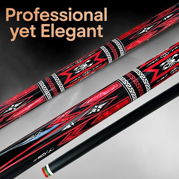Tai ba cues Fibergalss Shaft Pool Stick with case, 13mm Multilayer Leather Tip, 58", Hardwood Canadian Maple Professional Billiard Pool Cue Stick, Quick-Release Joint, 18, 19, 20, 21 Oz (Selectable)