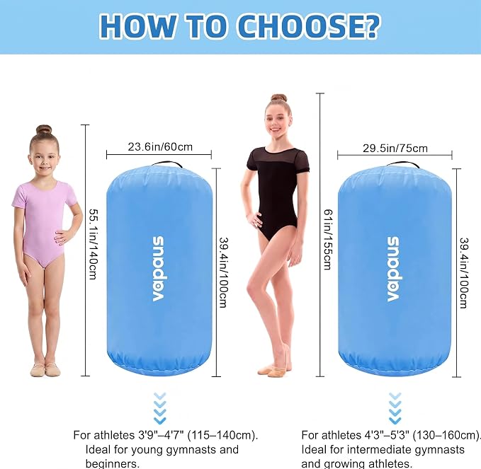 Vapaus Gymnastics Air Barrel Inflatable Tumbling Roller Mat Back Handspring Trainer Air Tumbler Octagon Barrel Gymnastics Equipment for Tumble Track Cheerleading Yoga Training Durable AntiSlip Double Seal Without Pump