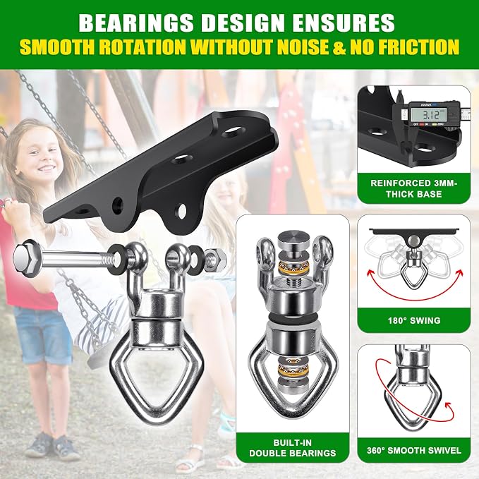 360° Swivel Swing Hanger with Ball Bearing Swing Ceiling Mount Hanging Chairs Hanger 900 LBS Capacity Aerial Silks Mount Hardware for Hammock Chair, Porch Swings, Tire Swings, gym rings, Heavy Bag