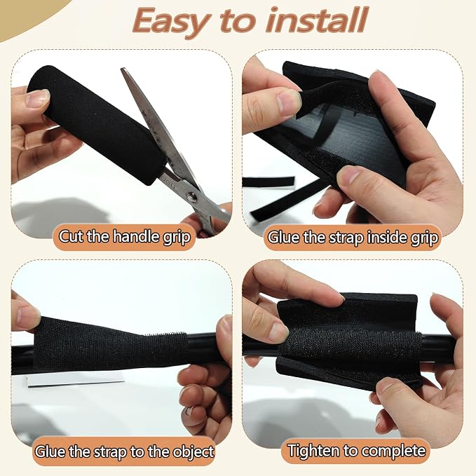 4 Pcs Universal Handle Grips 4.3 Inch NBR Rubber Foam Comfort Grip Buffer Tube Cover Black Soft Handle Bar Grips for Equipment Handlebar Grips Replacement