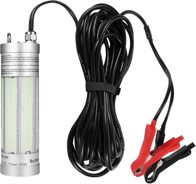 300W 36000lm Underwater Fishing Light, IP68 Waterproof Aluminum Super Bright Night Fish Attracting Submersible LED Lamp Lure Bait Finder for Freshwater Saltwater Sea Kayak Ice Dock (Green)