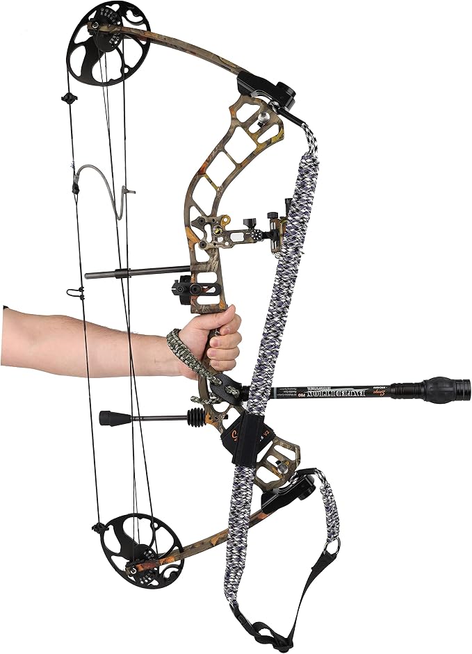 SUNYA Paracord Compound Bow Sling with V2 Upgraded Magnetic Connection System. Lightweight Hands Free Shoulder Carrying Sling for Bow Hunting, Field Archery and 3D